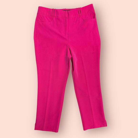 New York & Co hot pink work pants High Rise Ankle plus size 14 stretch crop - Picture 1 of 4